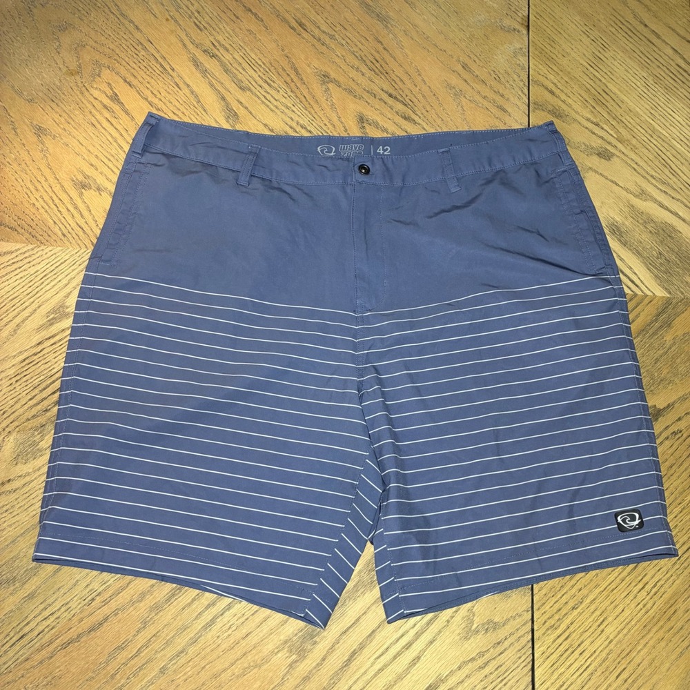 Wave Zone Mens Blue Striped Hybrid Board Shorts Size 42 760236333753